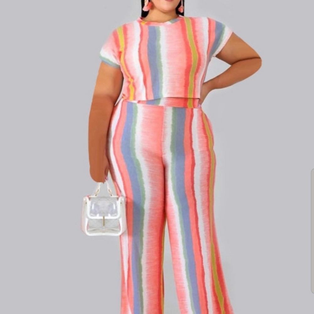 Plus size pretty pink pant set